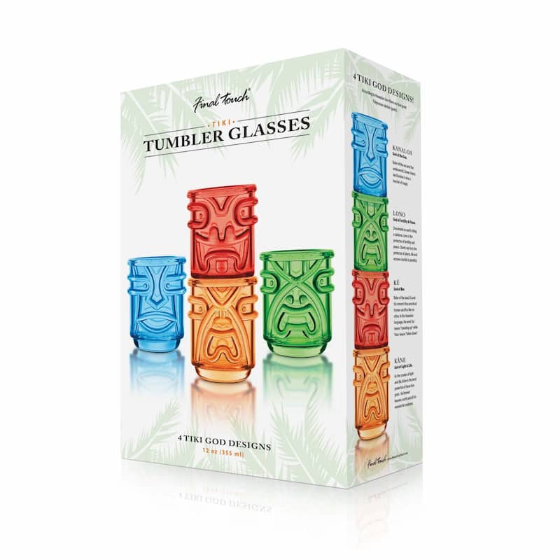 Final Touch Tiki Tumblers Set of 4 Tumblers - 12 Oz