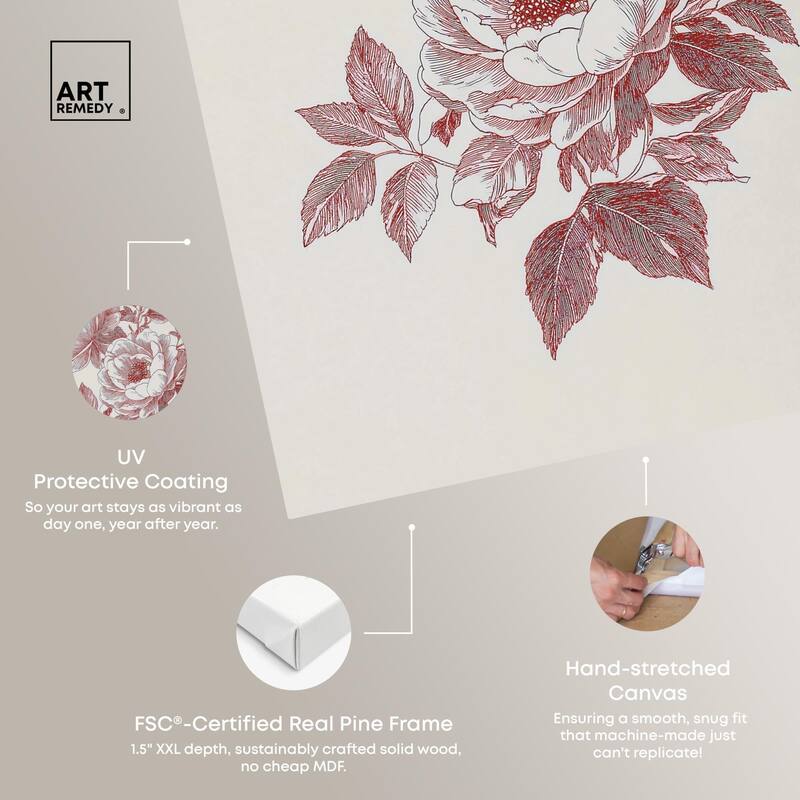 Breezy Red Pencil Blooms Canvas by Art Remedy, Gallery Wrapped