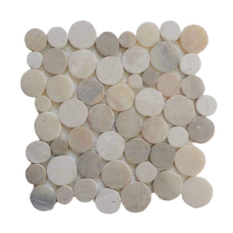 Sunset Round Mosaic, Backsplash Kitchen Walls, Shower and Bathroom Floors 12" X 12" (5 Sqft per case) - Case (5 Tiles)
