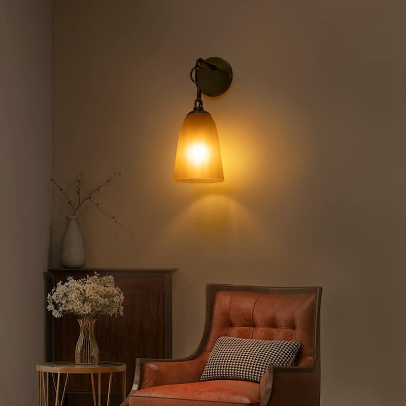 Modern 1-Light Wall Sconce with Long Bell Glass Shade Lighting