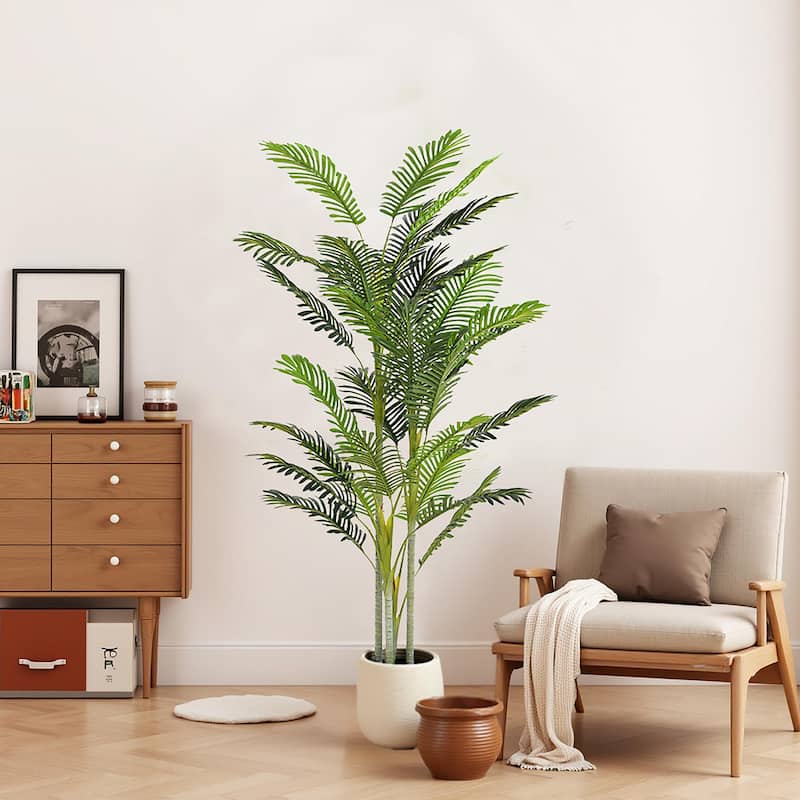 Christopher Knight Home - Del Mar 78.5" Artificial Palm Tree Set with Pots, 2-Piece Indoor or Outdoor Décor - PE - PE - Green