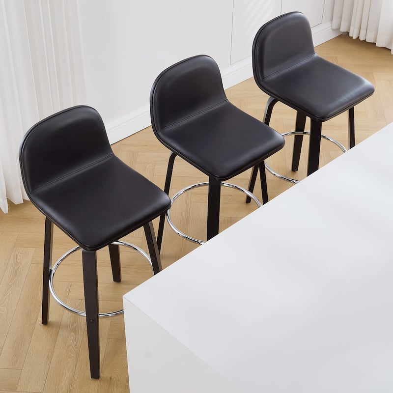 Faux Leather Upholstered Swivel Counter/ Bar Stools with Wood Frame