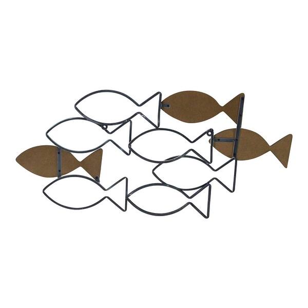 Shop Stratton Home Decor Wood And Metal School Of Fish Wall Decor