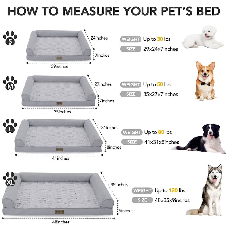Deconovo Orthopedic Waterproof Dog Sofa Bed with Velvet Cover