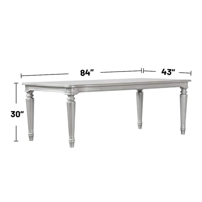 Rectangular Wooden Dining Table with Turned Fluted Legs