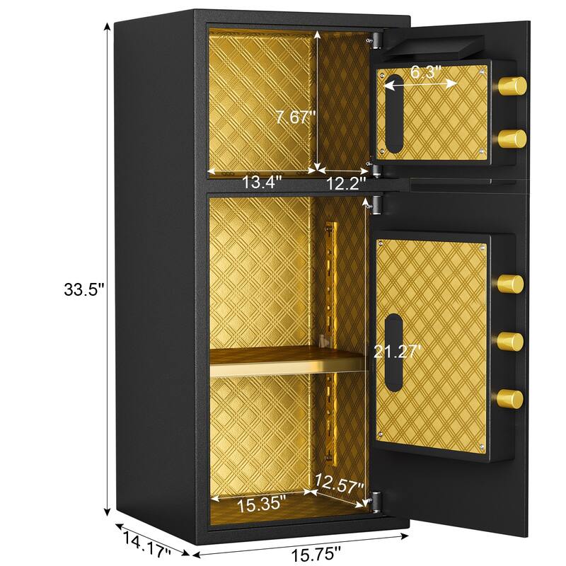 Digital Security Safe with Fireproof and Waterproof Bag,6.5 Cubic Feet Safe Box with Hidden Code Function for Home,Office