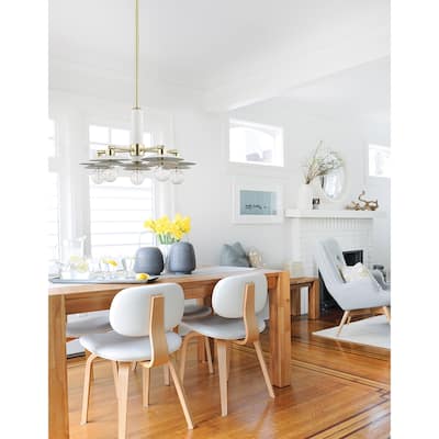 Mitzi by Hudson Valley Milla 6-light Aged Brass Chandelier with White Shade