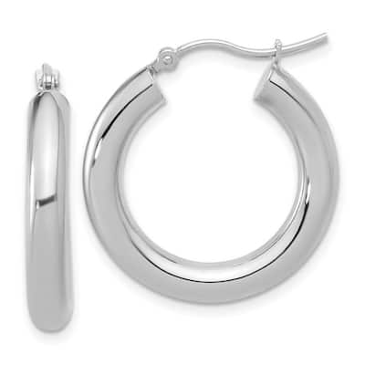 Curata 14k White Gold Polished Lightweight 26x4mm Hoop Earrings