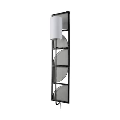 Navin Black Metal Frame With White Fabric Shade Rectangular Wall Sconce (47" x 10")