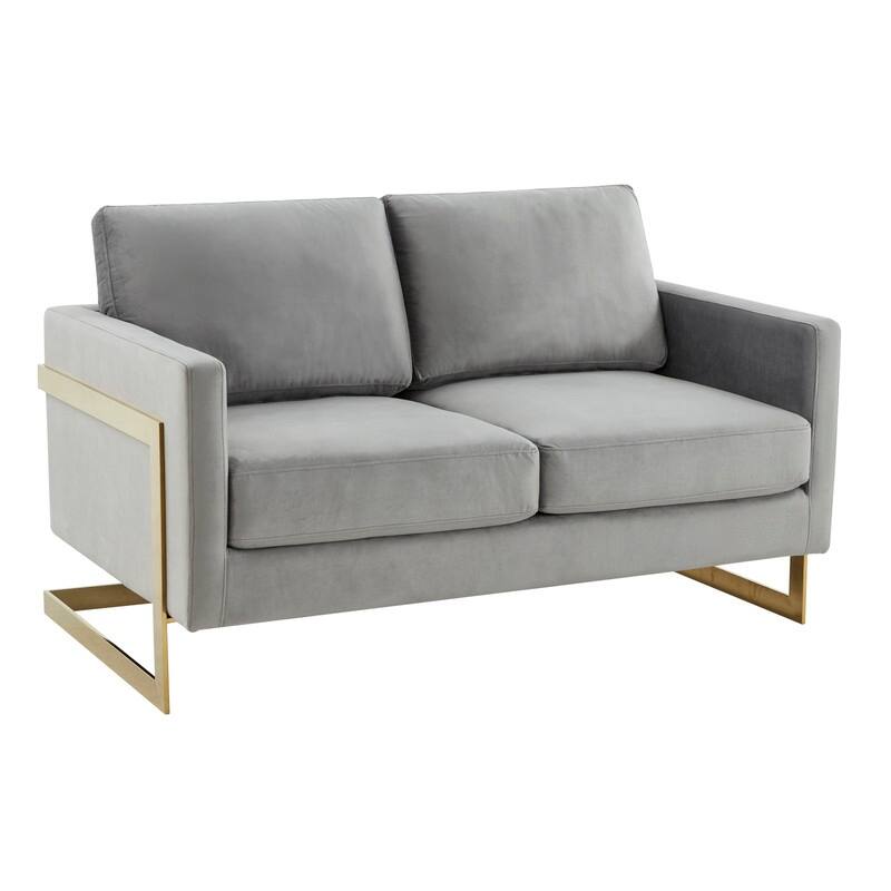 Lincoln Velvet 2-Seater Sofa with Foam Cushions Pocket Spring Stainless Steel Base Removable Cushion Fully Assembled - Light Grey