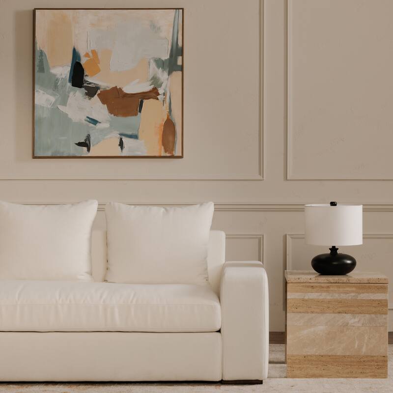 NADAAL STUDIOS Cavan Sofa, Wide Track Arms, Reversible Back Cushions, Feather-Fiber Bench Seat, Ivory