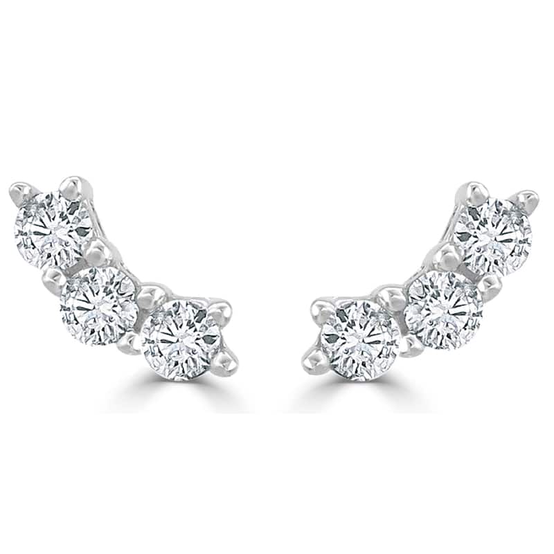 Joelle Collection Diamond Earrings 1/3 cttw 3-Stone Cluster Earrings 14K Gold Beautiful Gift