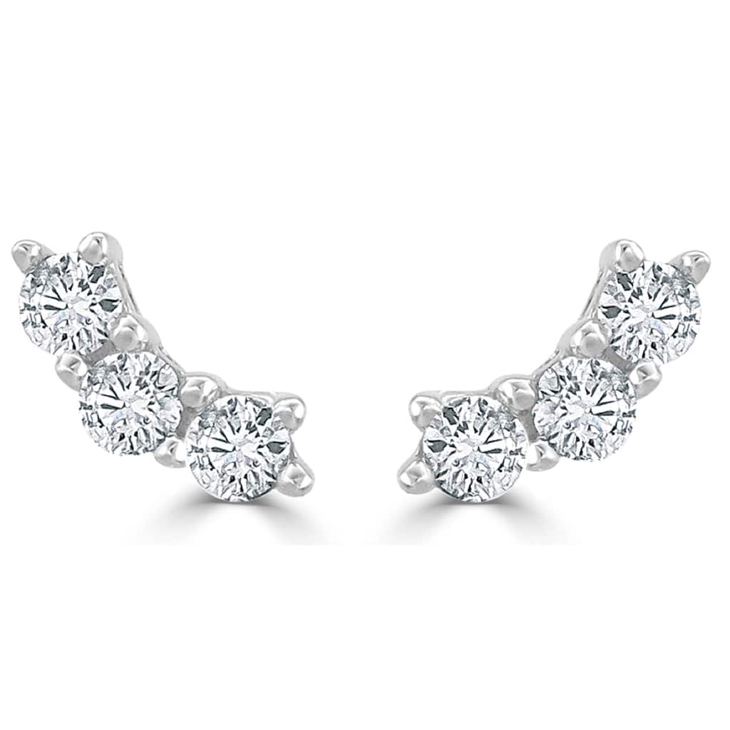 Joelle Collection Diamond Earrings 1/3 cttw 3-Stone Cluster Earrings 14K Gold Beautiful Gift