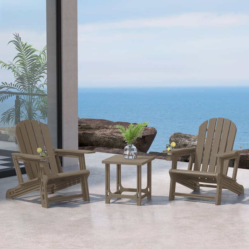Coastline Outdoor Poly 3-Piece Set Adirondack Chair with Side Table