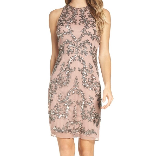 adrianna papell embellished sheath dress