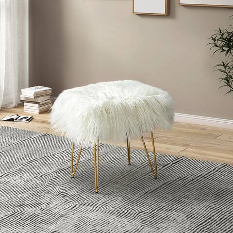 Romeo 15.8"W Upholstered Ottoman with Metal Legs