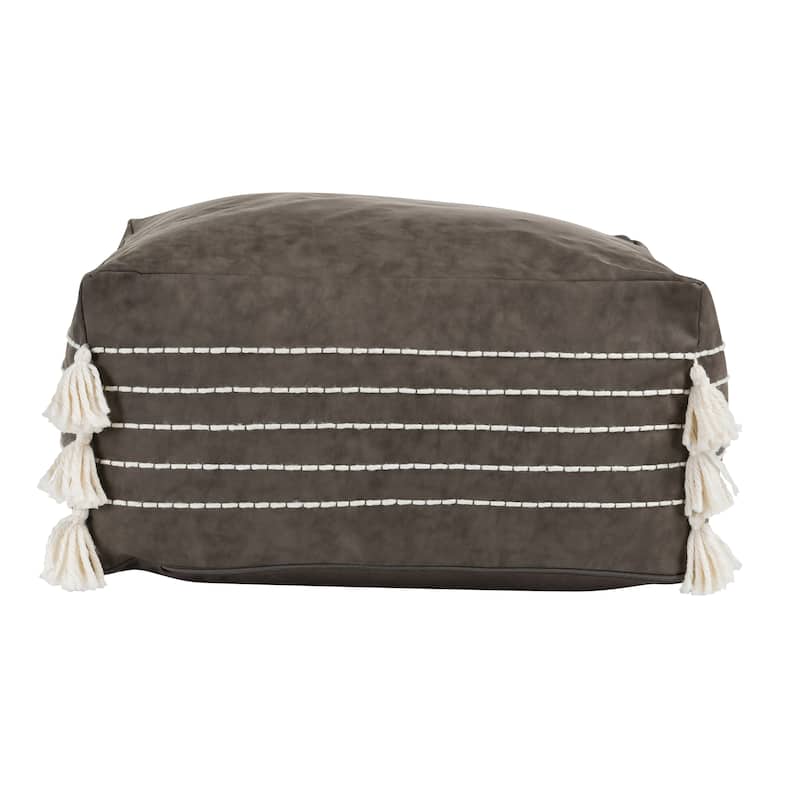 Villa by Classic Home 24" Vegan Leather Brown Pouf