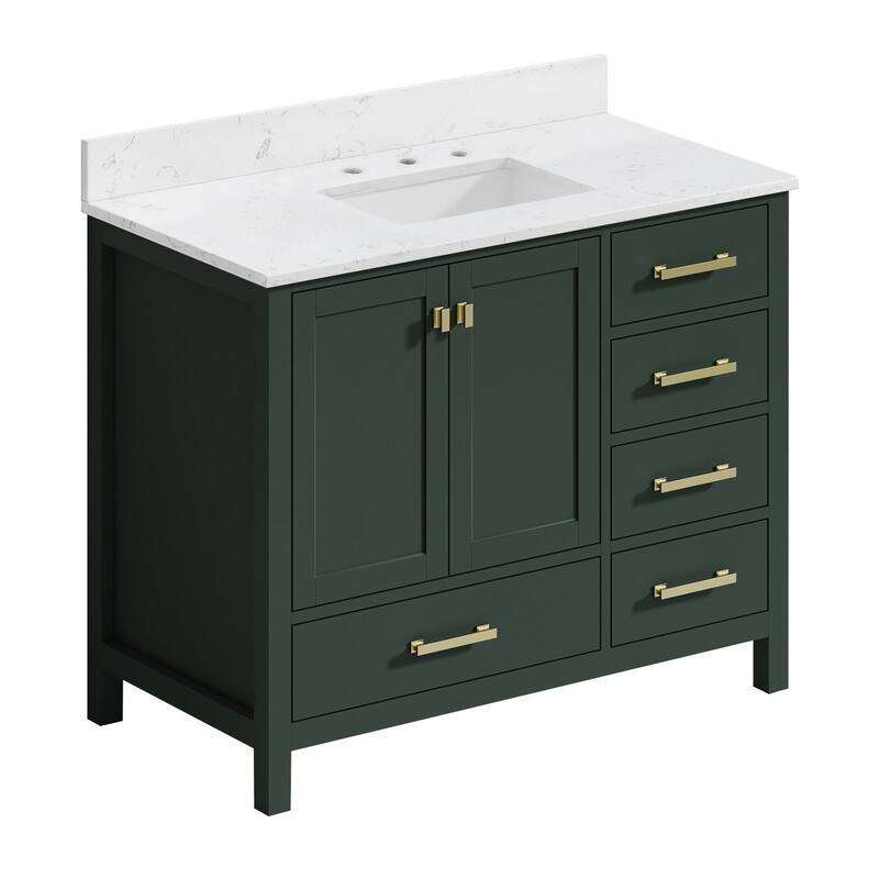 StarrySky 42 inch Undermount Single Sink Bathroom Vanity with Engineered Carrara Marble Top - 42 inch