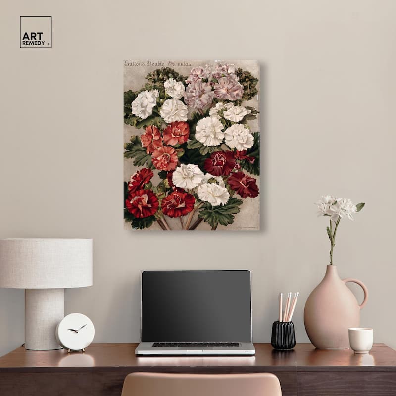 Flowered Primulas Canvas by Art Remedy, Gallery Wrapped