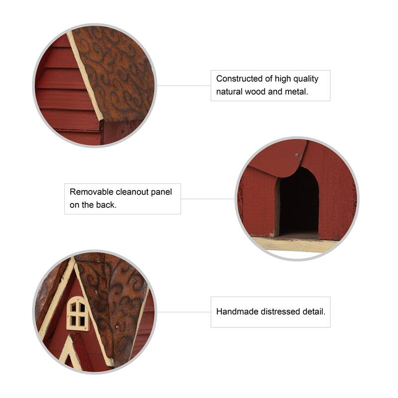 Glitzhome Hanging Distressed Solid Wood Birdhouse