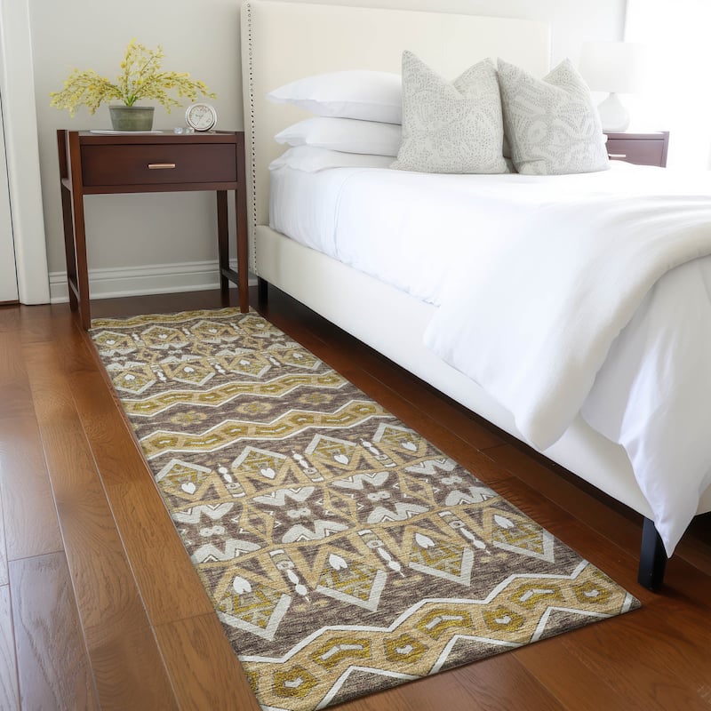 Machine Washable Indoor/ Outdoor Chantille Mosaic Global Rug