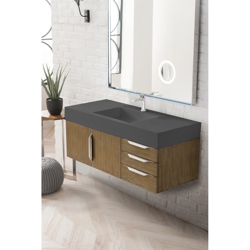 James Martin Vanities Mercer Island 48" Single Vanity, Latte Oak with Brushed Nickel Hardware