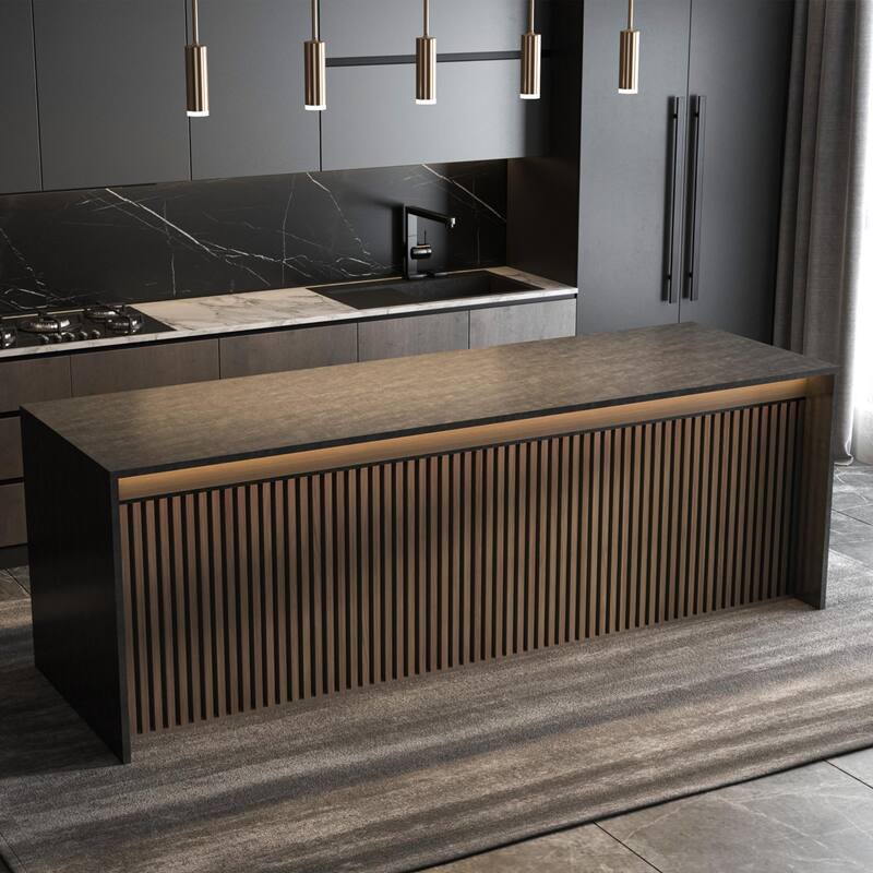4 Panels 93"x12" MDF Slat 3D Wall Paneling Cover 31 Sq.Ft. - N/A