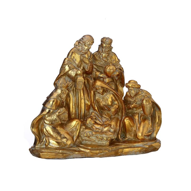8.5" Gold Nativity Scene Christmas Tabletop Figurine