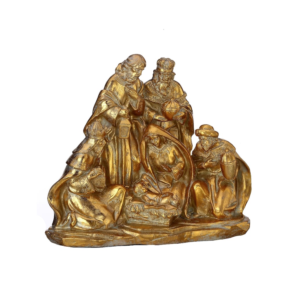 8.5" Gold Nativity Scene Christmas Tabletop Figurine