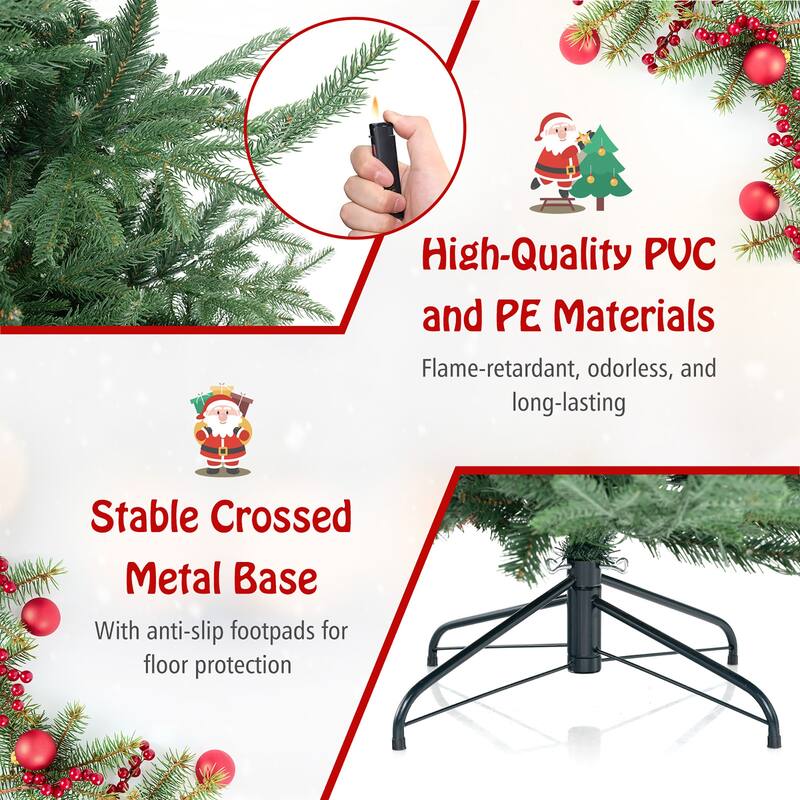 Gymax 7 FT Artificial Xmas Tree w/1090 PVC PE Branch Tips 340 Warm - See Details