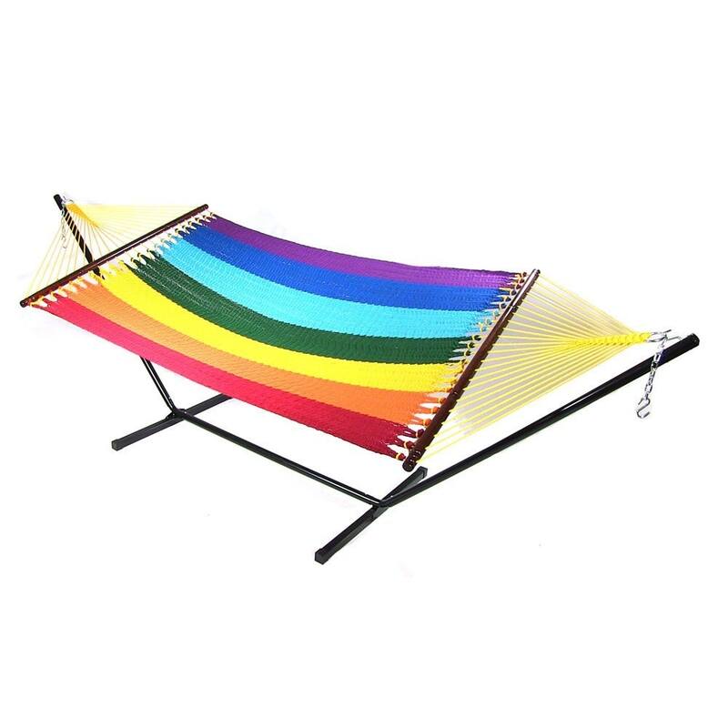 Sunnydaze Large 2-Person Rope Hammock with Spreader Bar & Hammock Stand