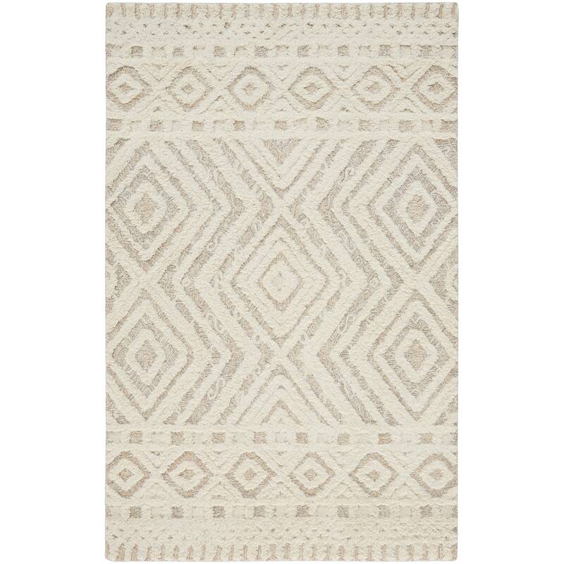 Grand Bazaar Elika Hand Tufted Diamond Transitional Area Rug - 4' x 6' - Ivory/Tan