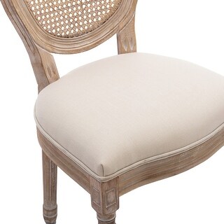 Upholstered Fabric With Rattan Back French Dining Chair Set ...