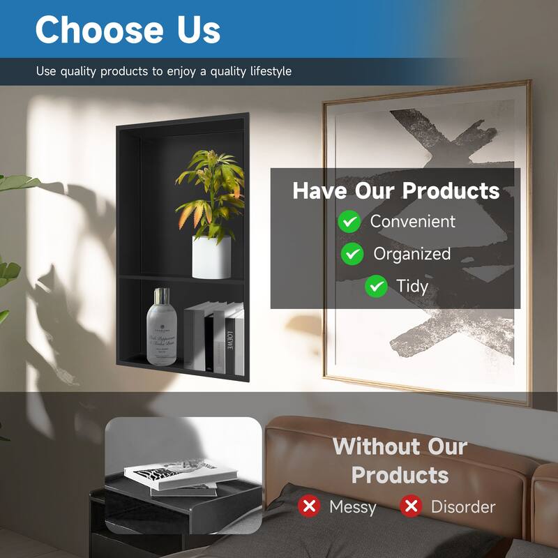 WIZ 12.8-inch W x 18.8-inch H x 4-inch D Stainless Steel Shower Niche