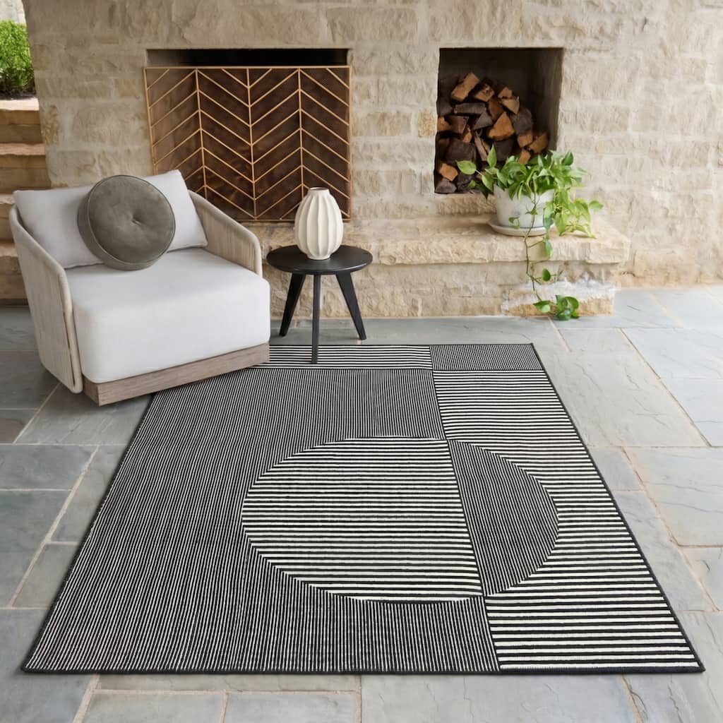 Webb Geometric Striped Indoor/Outdoor Area Rug