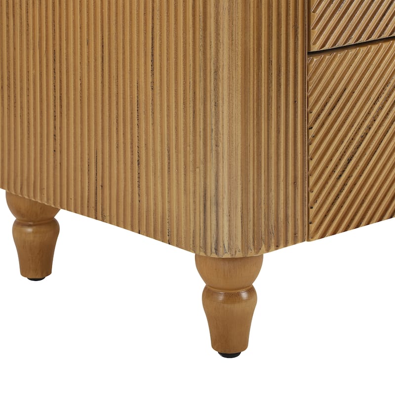 Christopher Knight Home- Nightingale Wood Nightstand with Wavy Groove Design