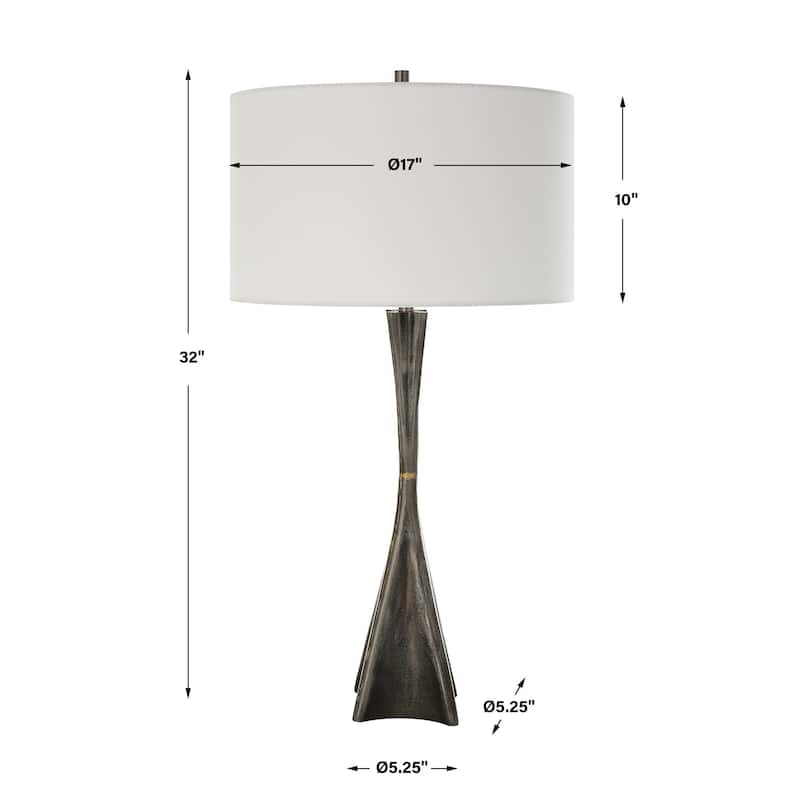 Handcrafted Table Lamp with Drum Shade - 32" - Black