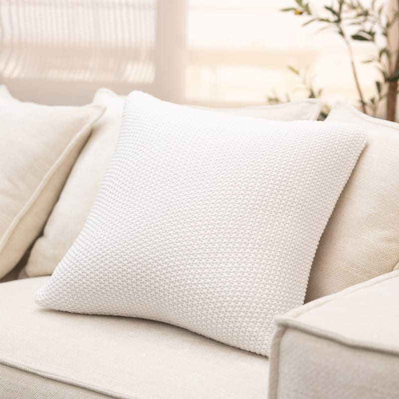 Eddy White Cotton Throw Pillow