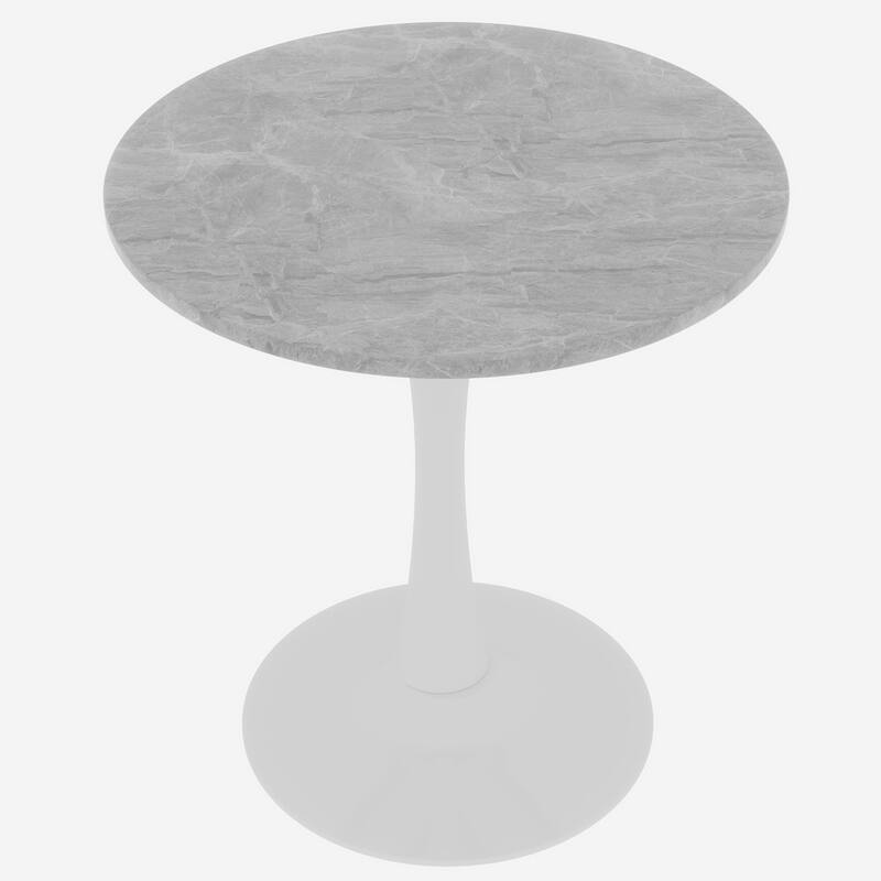 27.6" Mid-Century Modern Style Dining Table, Accommodates 2-4 People, Featuring A Round Light Gray Textured Marble Tabletop