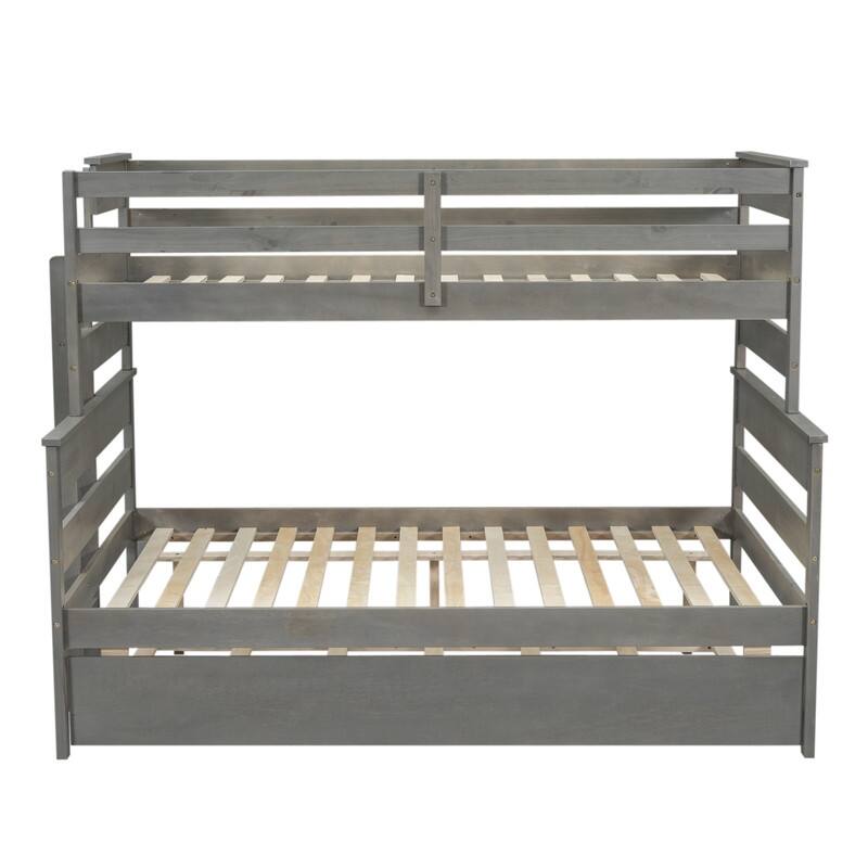 Wood Twin over Full Bunk Bed with Twin Size Trundle