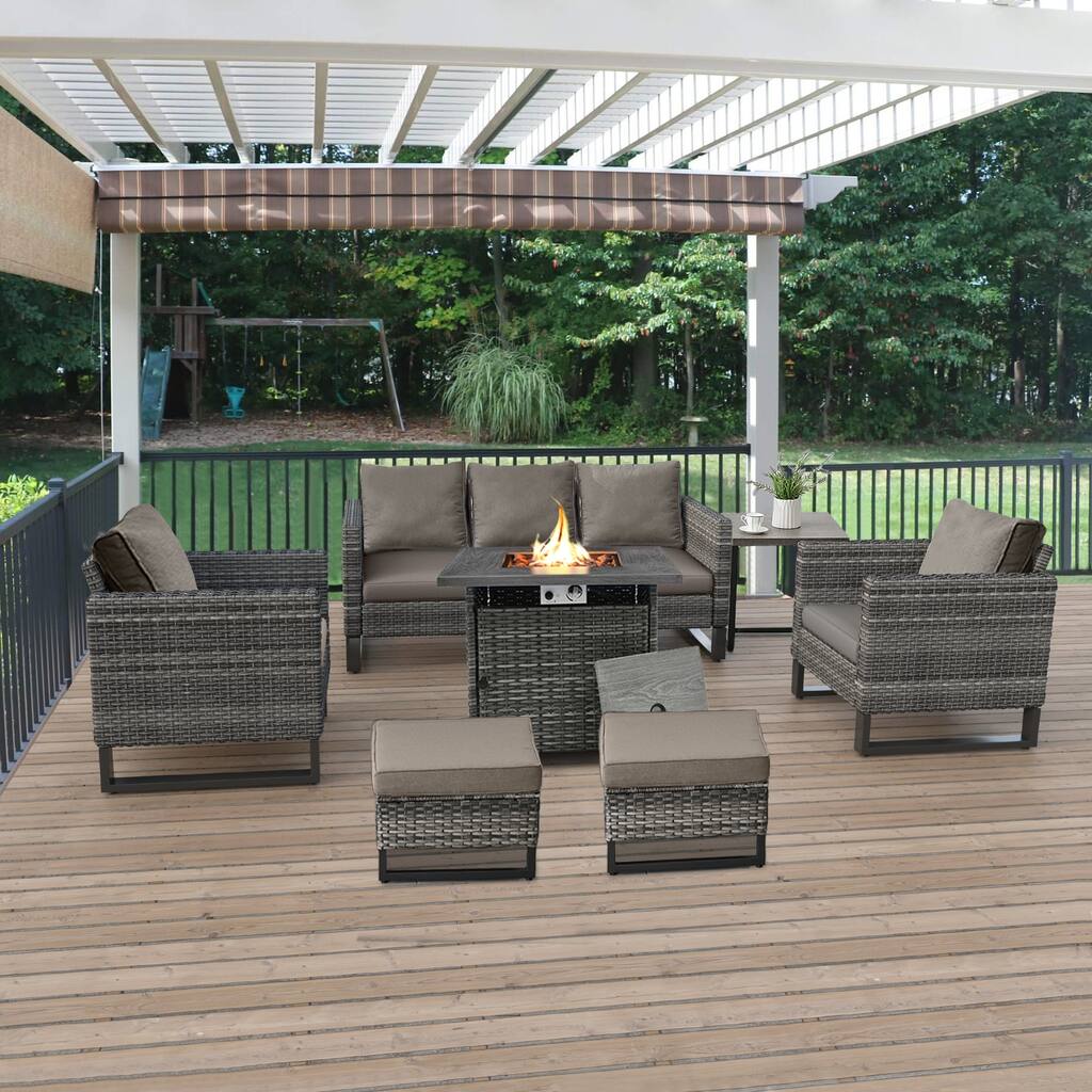 Sofa Swivel Rocking Chairs Set with Fire Pit Table
