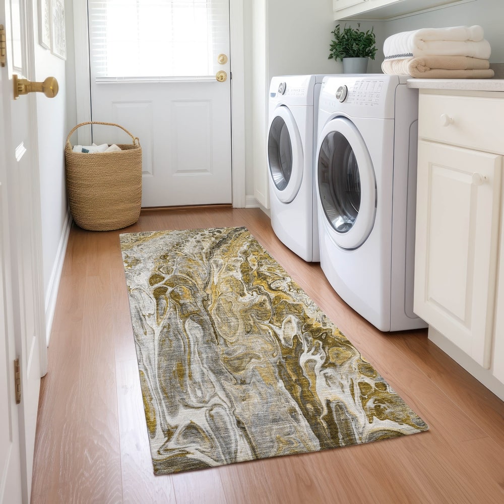 Machine Washable Indoor/ Outdoor Chantille Abstract Modern Rug