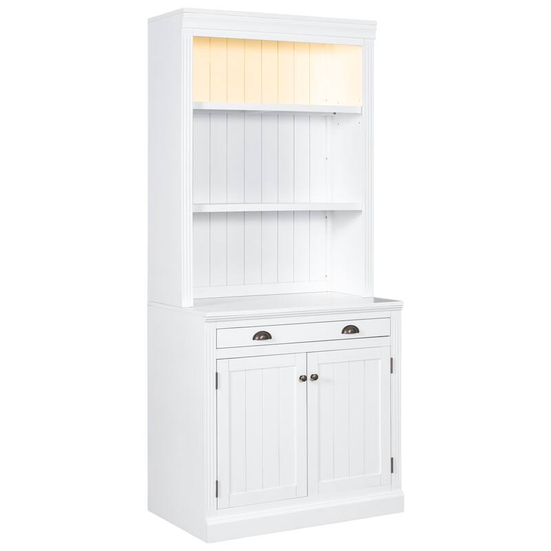 Modern Bookcase with 2 Doors and 1 Drawer,Storage Bookcase with Open Shelves