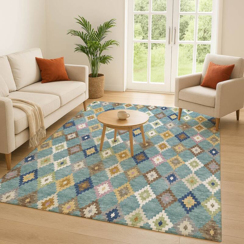 Machine Washable Indoor/ Outdoor Global Ahmet Chantille Rug