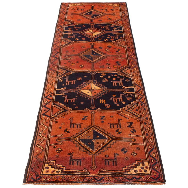 ECARPETGALLERY Hand-knotted Melis Vintage Copper Wool Rug - 3'8 x 12'8