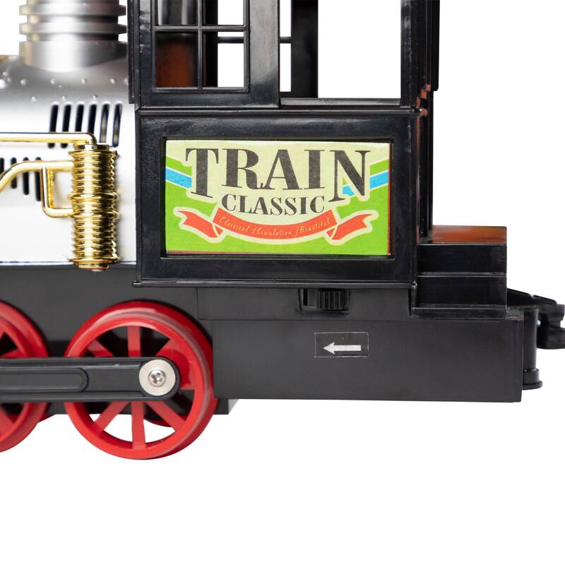 20-Piece B/O Red Orange Animated Classic Christmas Train Set Sound