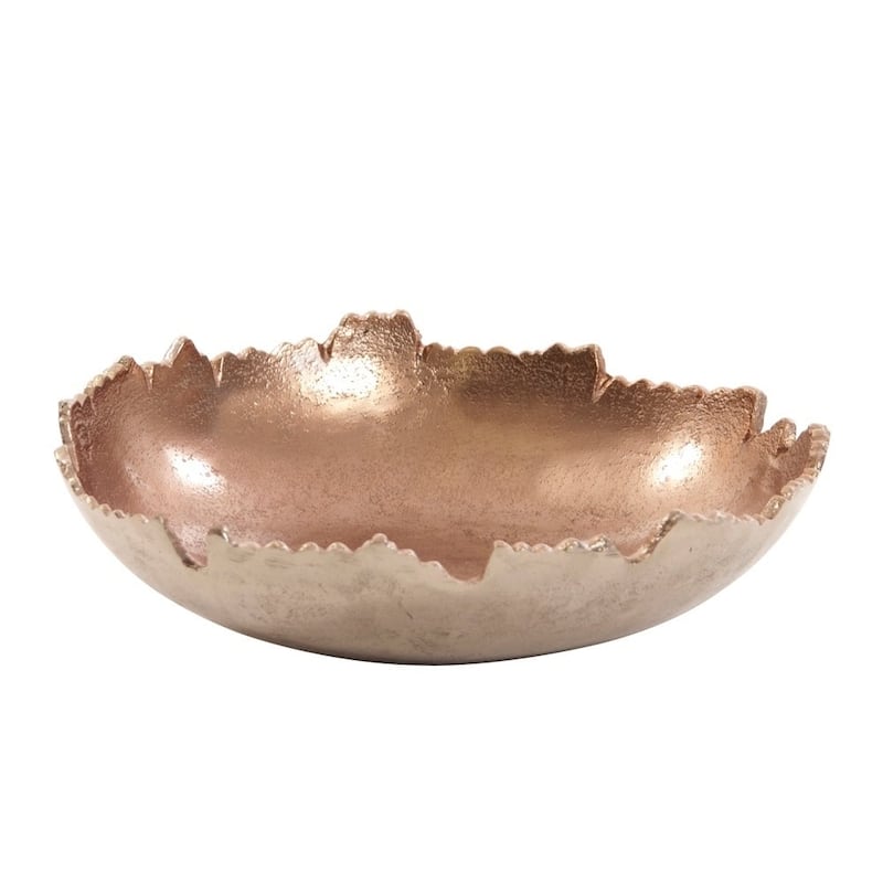 Silver Orchid Round Decorative Broken Edge Metal Bowl