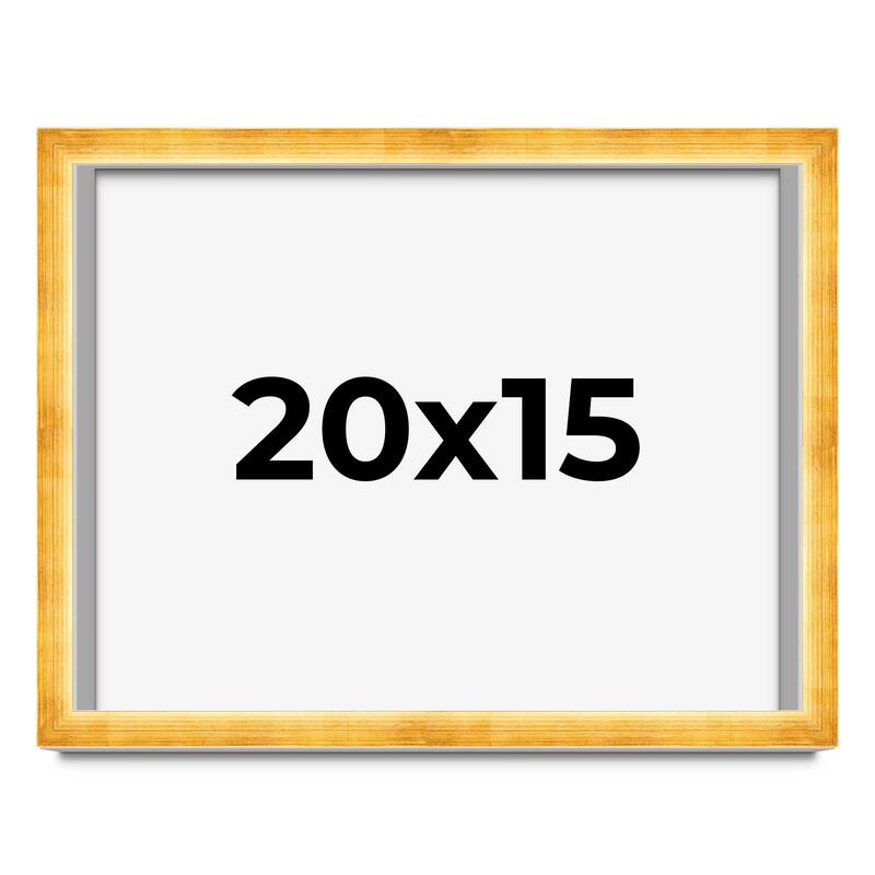 20x15 Shadow Box Frame Gold | 1.625 Inches Deep Real Wood Traditional