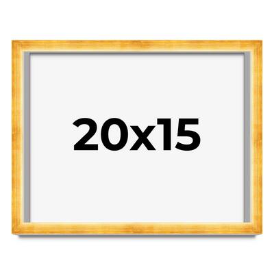20x15 Shadow Box Frame Gold | 1.625 Inches Deep Real Wood Traditional