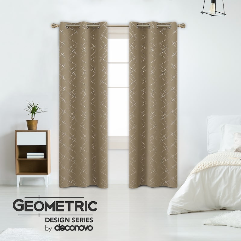 Deconovo Silver 42 Inch Geometric Curtain Panel Pair(2 Panel) - 42x45 Inch - Khaki